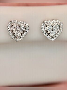 Moissanite Heart‑Shaped Earrings • Brand New • Brilliant Sparkle • Screw‑Back